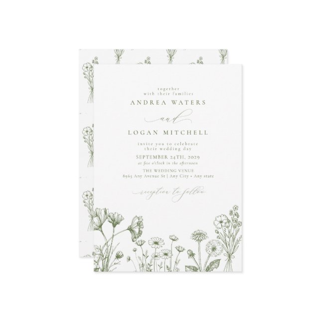 Convites Wildflower Boho Chic Wedding (Frente/Verso In Situ)