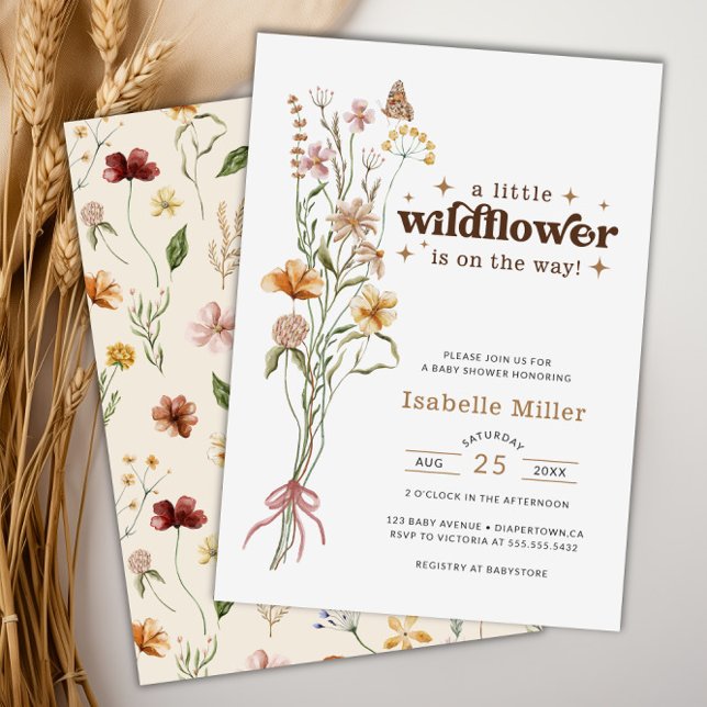 Convites Wildflower Boho Floral Chá de fraldas (Wildflower Boho Floral Baby Shower Invitation)