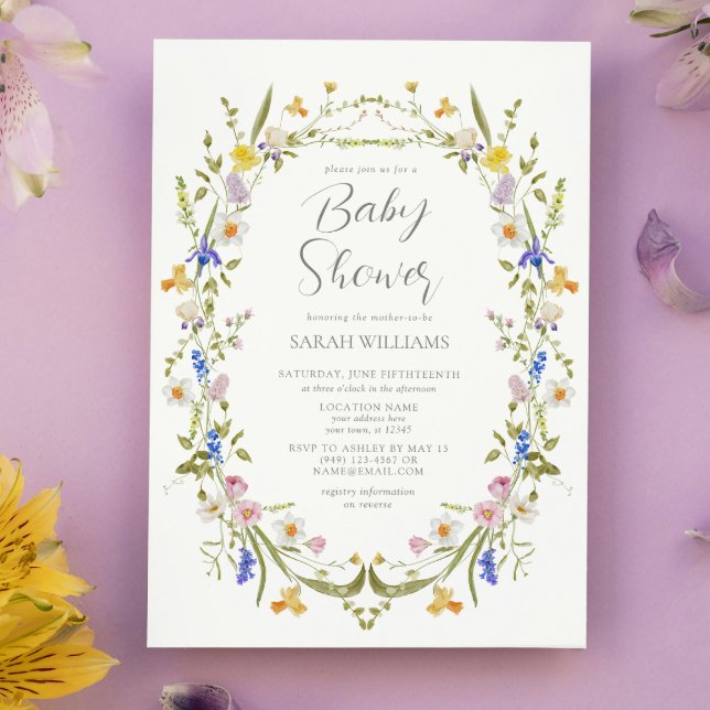 Convites Wildflower Boho Floral Chá de fraldas (Spring Blooms: A Floral Baby Shower Celebration!)