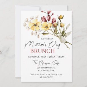 Convites Wildflower Boho Floral Dia de as mães Brunch