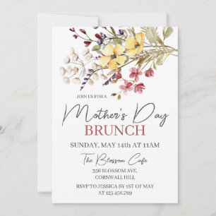 Convites Wildflower Boho Floral Dia de as mães Brunch