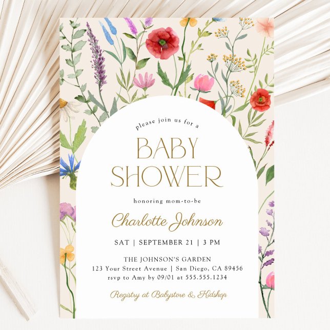 Convites Wildflower Boho Gênero Chá de fraldas neutro (Wildflower Boho Gender Neutral Baby Shower Invitation)