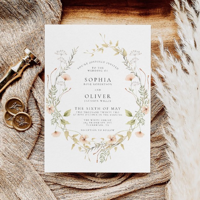 Convites Wildflower Boho Modern Elegant Wedding (Criador carregado)
