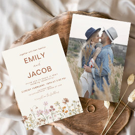 Convites Wildflower Boho Photo Terracotta Wedding