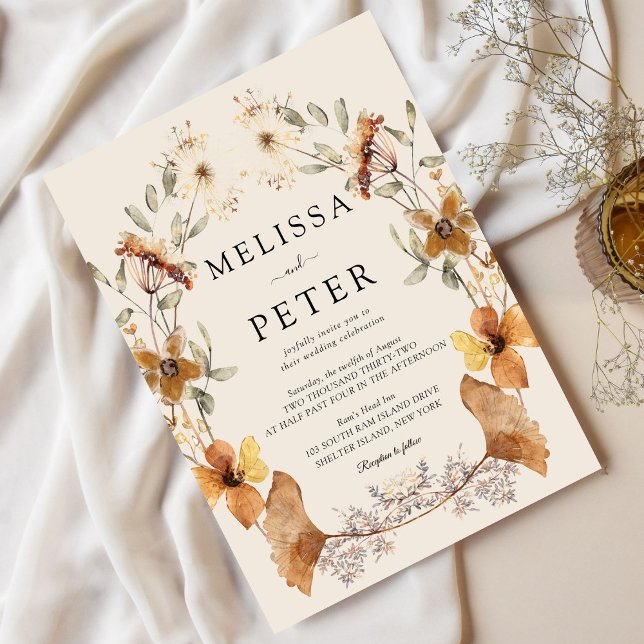 Convites Wildflower Boho Wedding (Criador carregado)