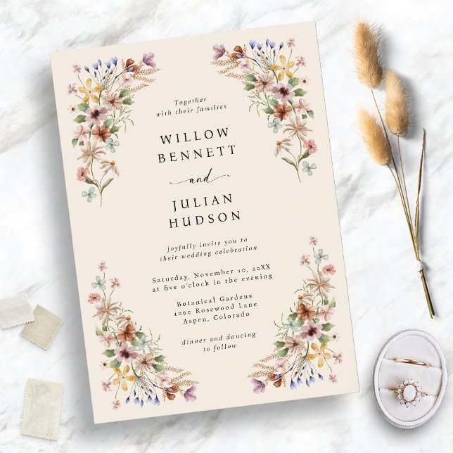 Convites Wildflower Boho Wedding (Wildflower Boho Wedding Invitation
)