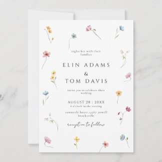 Convites Wildflower Botanical Floral Wedding Invitation