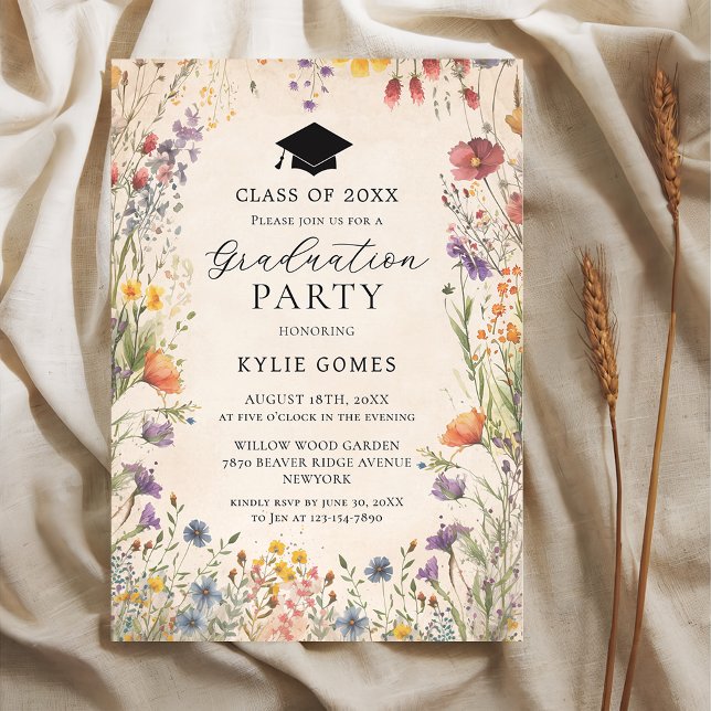 Convites Wildflower Botanical Graduation Party Invitation (Criador carregado)