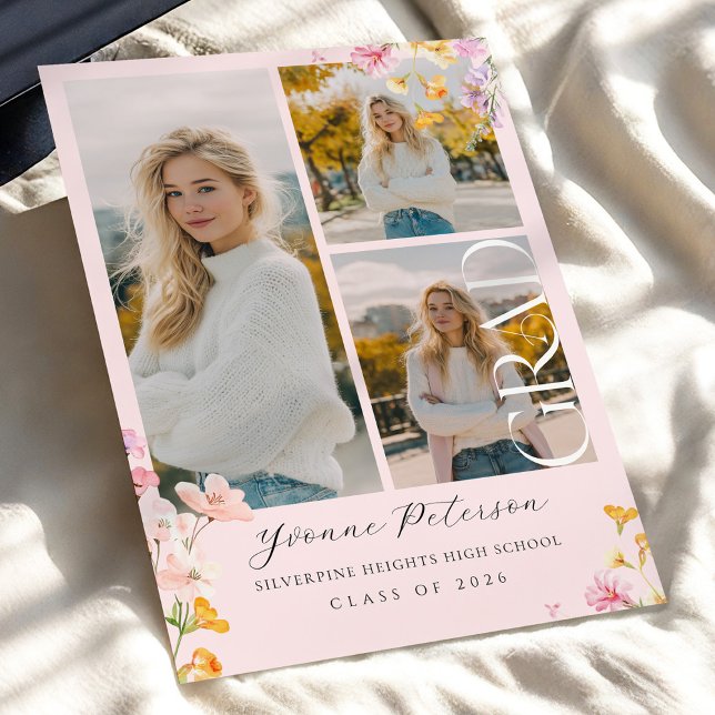 Convites Wildflower & Bow Graduation Invitation (Criador carregado)