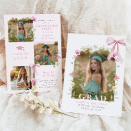Convites Wildflower Bow Graduation party Photo Collage