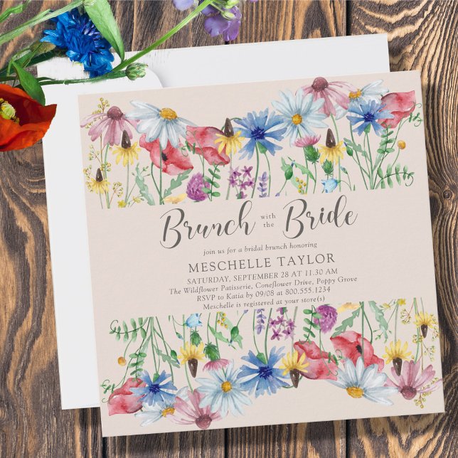 Convites Wildflower Bridal Brunch com Bride Floral (Criador carregado)