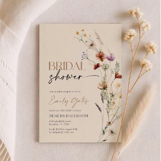 Convites Wildflower Bridal Shower Invitation, Floral Boho