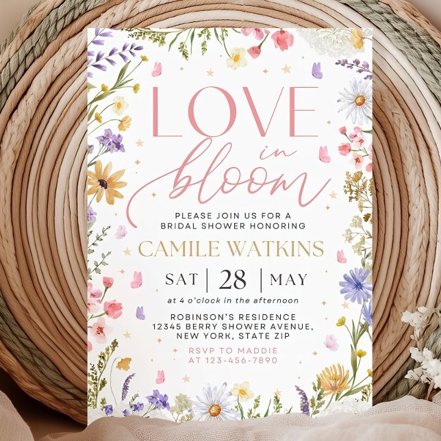 Convites Wildflower Bridal Shower Invitation,Love In Bloom  (Criador carregado)