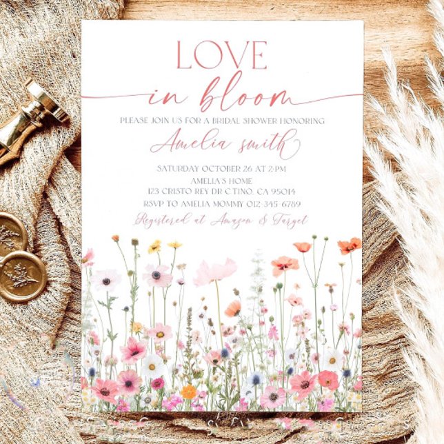 Convites Wildflower Bridal Shower Invitation: Love In Bloom (Criador carregado)