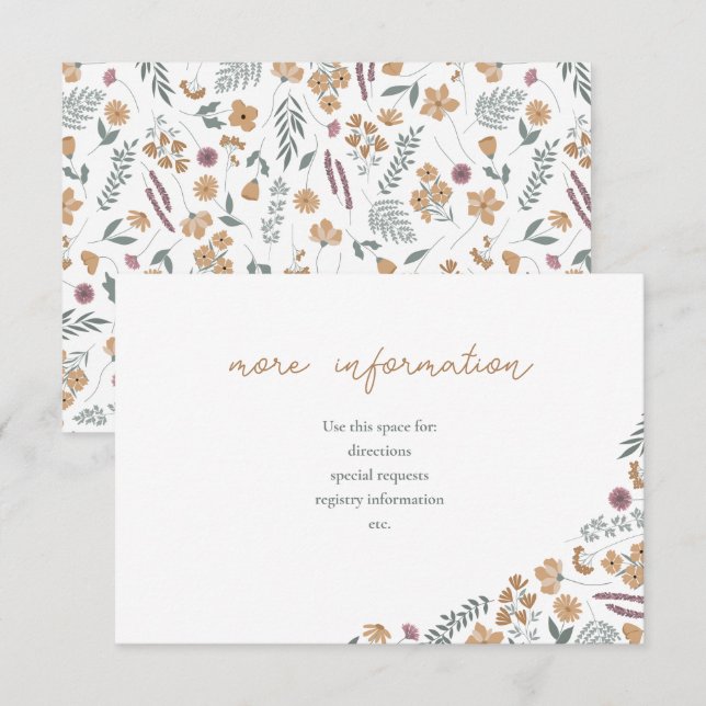 Convites wildflower bridal shower invite insert - orange (Frente/Verso)