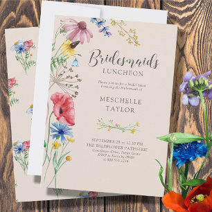 Convites Wildflower Bridesmaids Lunchey Country Floral