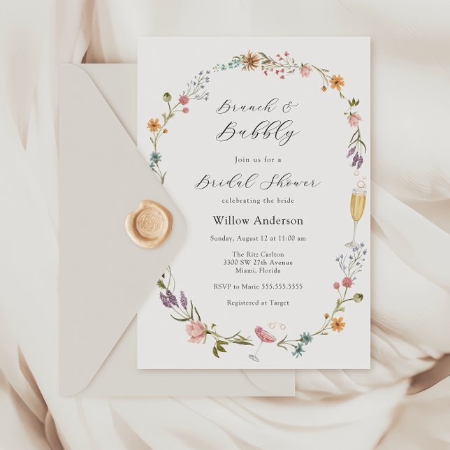 Convites Wildflower Brunch e Bubble Chá de panela Invita (Criador carregado)