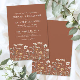 Convites Wildflower Burnt Orange Floral Wedding