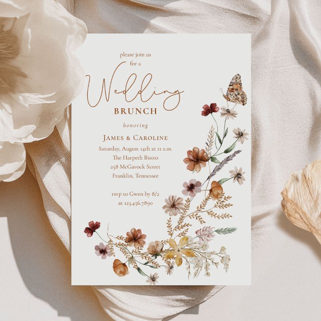 Convites Wildflower Butterfly Floral Wedch Brunch (Criador carregado)