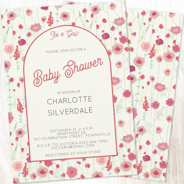Convites Wildflower É uma Chá de fraldas (Wildflower girl custom text personalized baby shower invitation)