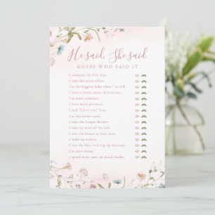 Convites Wildflower Ele disse que ela disse jogo de chá de 