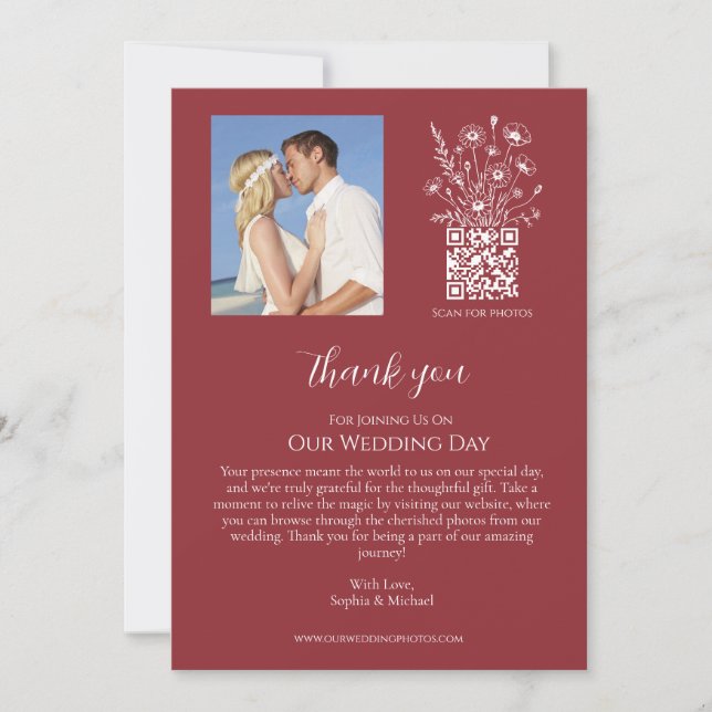 Convites Wildflower Elegance-Weding Obrigado (Frente)