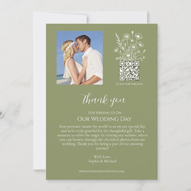 Convites Wildflower Elegance-Weding Obrigado (Frente)