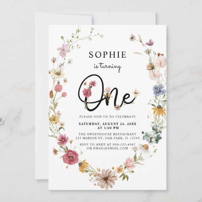 Convites Wildflower Está Transformando Uma Garota primeiro  (Frente)