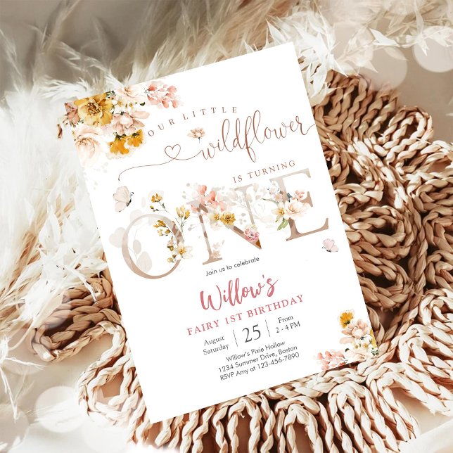 Convites Wildflower Fairy 1st Birthday Invitation (Criador carregado)