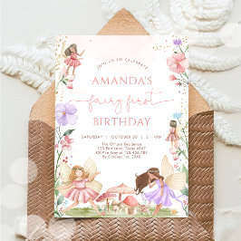 Convites Wildflower Fairy First 1st Birthday Invitation