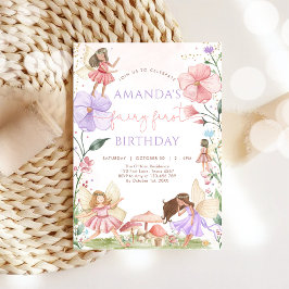 Convites Wildflower Fairy First 1st Birthday Invitation