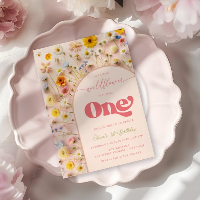 Convites Wildflower First Birthday (Criador carregado)