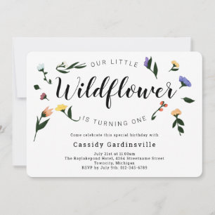 Convites Wildflower Floral Baby Primeiro Aniversário