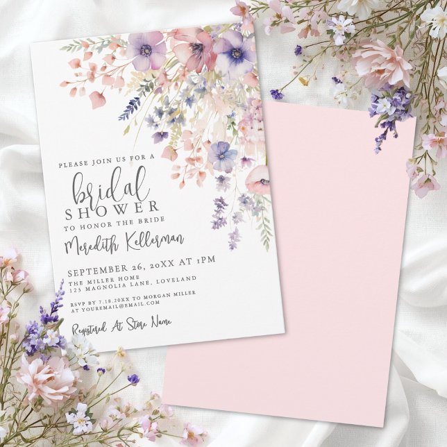 Convites Wildflower Floral Bridal Shower (Wildflower Floral Bridal Shower Invitation)