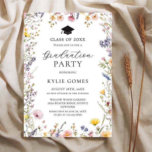 Convites Wildflower Garden Graduation Party Invitation (Criador carregado)