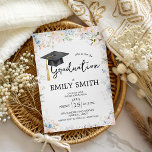Convites Wildflower Garden Graduation Party Invitation<br><div class="desc">Celebrate your achievement with this beautiful "Wildflower Garden" graduation party invitation. Featuring a lush border of watercolor pastel blossoms and a classic black graduation cap with a golden tassel. This elegant botanical design is perfect for a high school or college graduate who loves a soft, spring-inspired aesthetic. Easily personalize all...</div>
