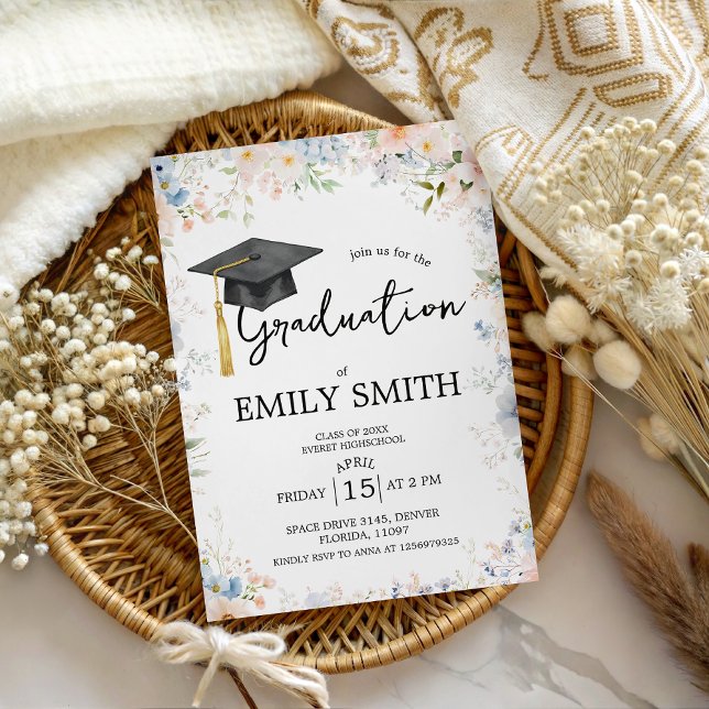 Convites Wildflower Garden Graduation Party Invitation (Criador carregado)