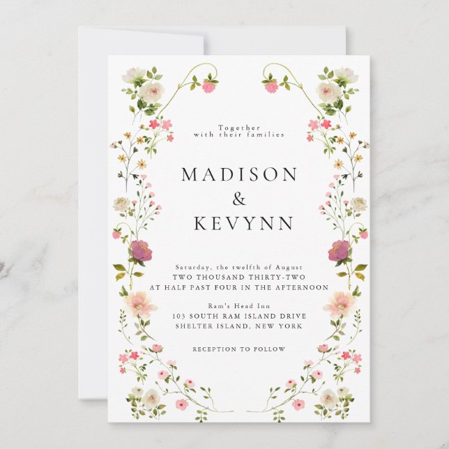 Convites Wildflower Garden Wedding Invitation (Frente)