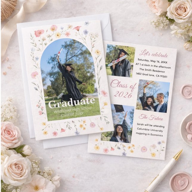Convites Wildflower graduation invitation (Criador carregado)