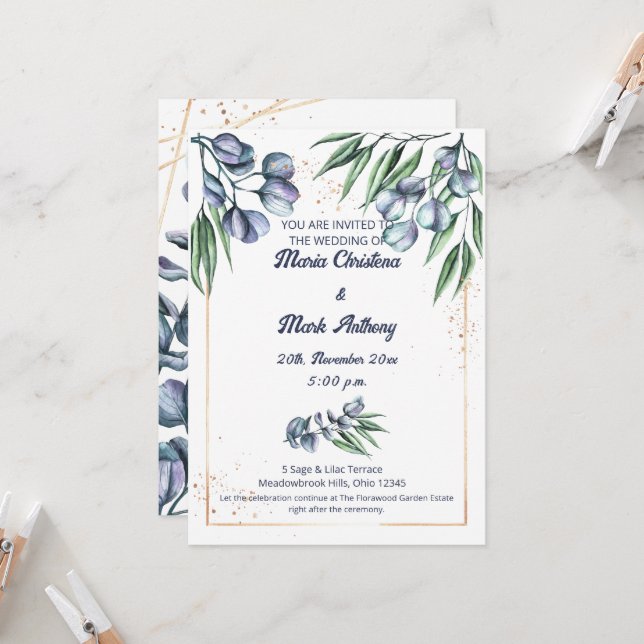 Convites Wildflower Harmony Wedding Invitation  (Frente/Verso In Situ)