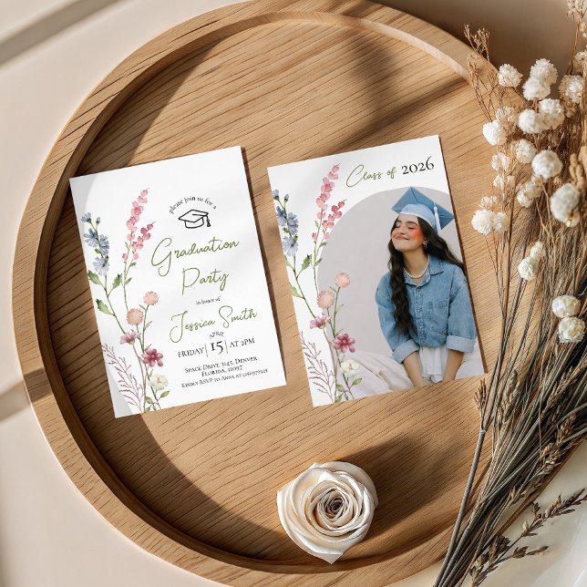 Convites Wildflower Illustration Graduation Invite (Criador carregado)