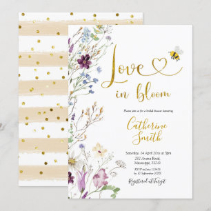 Convites Wildflower Love está em Bloom Chá de panela Invi