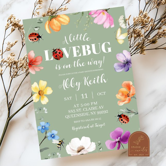 Convites Wildflower Lovebug Baby Shower Invitation (Criador carregado)