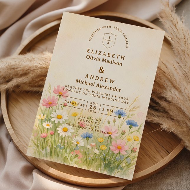 Convites Wildflower Meadow Gold Wedding (Criador carregado)