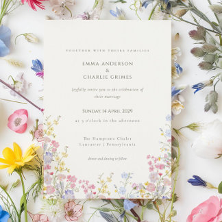 Convites Wildflower Meadow Spring Summer Botanical Wedding