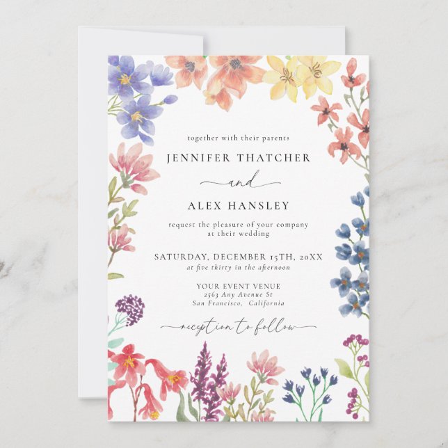 Convites Wildflower Modern Wedding (Frente)