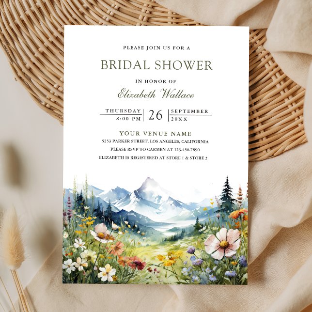 Convites Wildflower Mountain Meadow QR Code Bridal Shower (Criador carregado)
