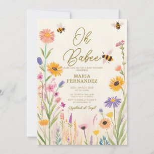 Convites Wildflower Oh Babee Mamãe para o Chá de fraldas da