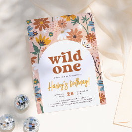 Convites Wildflower One Retro Boho Wildflower Party