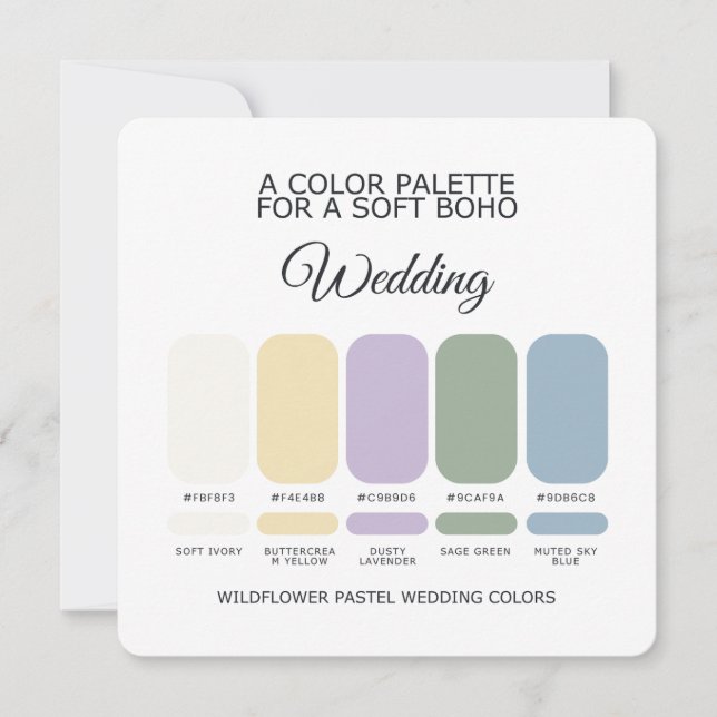 Convites Wildflower Pastel Wedding Color Palette Card (Frente)